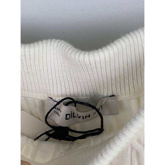 Dilvin Knit Braided Slit Skirt Womens Size Small New Cream Knitwear Collection - Picture 7 of 7